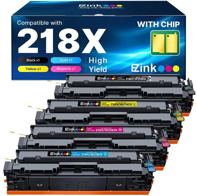 Main image of 218X with Chip Compatible for HP 218X Toner Cartridges 4 Pack 218A Toner for HP Color LaserJet pro MFP 3301fdw Toner 3301cdw 3201dw 3301sdw Printer Ink Set W2180A W2180X (BCMY)