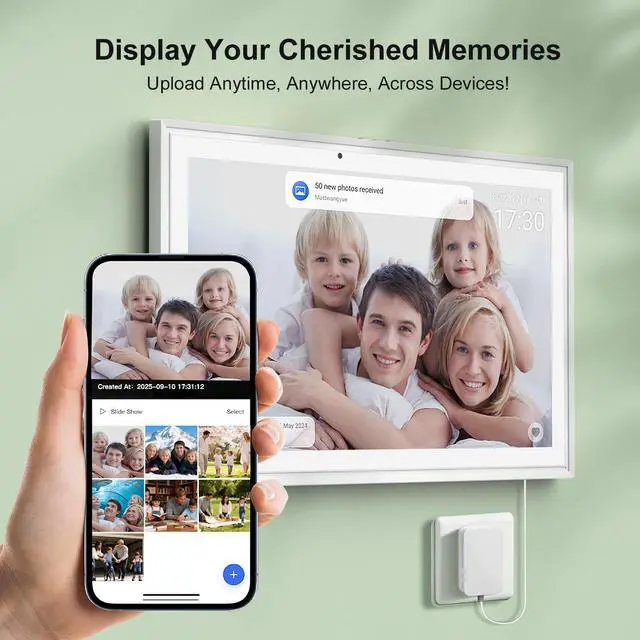 Alt view image 7 of 7 - 15.6 Inch Smart Digital Calendar with FREE APP for Fridge & Wall Touch Screen, Magnetic Refrigerator Mount, Electronic Planner for Office Desk, Auto Sync Schedules, Family Chore Chart, White