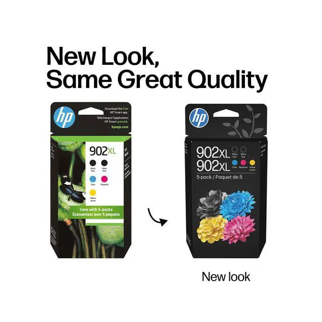 Alt view image 3 of 7 - Original 902XL Black, Cyan, Magenta, Yellow High-Yield Ink Cartridges (5-Pack) | Works OfficeJet 6950, 6960 Series OfficeJet Pro 6960, 6970 Series | Eligible for Instant Ink | 6ZA01AN