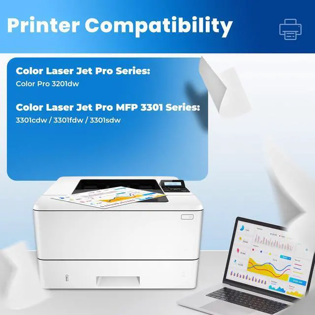 Alt view image 2 of 7 - 218A Toner Cartridges 4 Pack Color Laser Jet Pro 3201, MFP 3301 (with CHIP) Compatible for HP 218A 218X Toner Cartridge | HP218A HP218X Works with Color Laser Pro 3201dw MFP 3301fdw 3301sdw 3301cdw