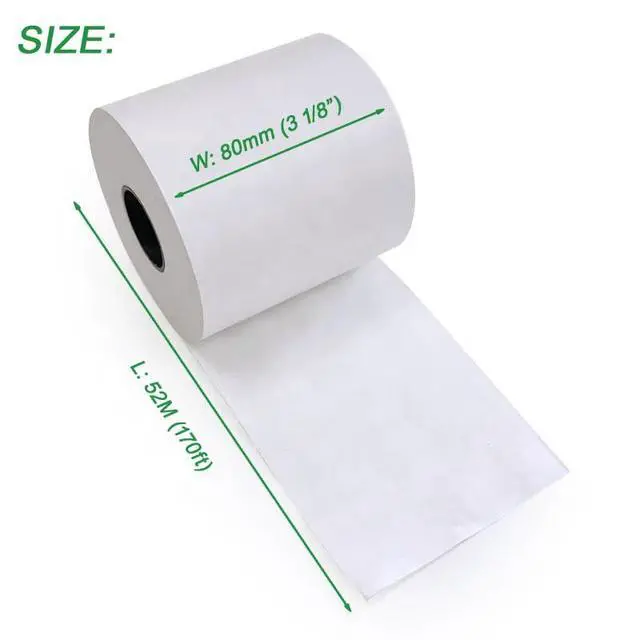 Alt view image 7 of 7 - Moqra BPA Free Sticky Thermal Receipt Paper Rolls (80mm) 3 1/8" x 170' 24 Rolls- Removable Label Compatible with TM-L90ii Other linerless Label Printers. Works with POS Systems (24 Rolls/Box)