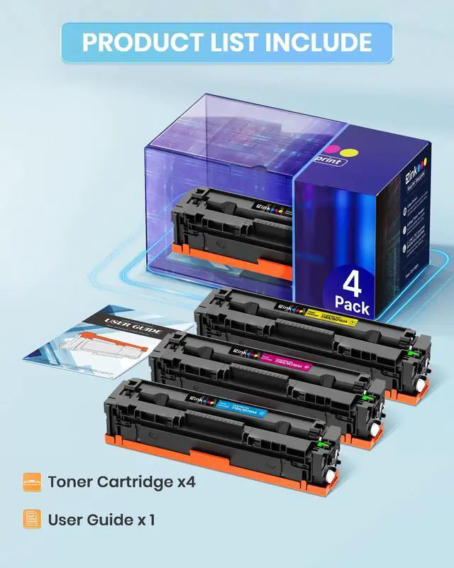 Alt view image 5 of 7 - Compatible HP 218A Toner Cartridges 4 Pack with Chip for HP 218A Toner HP 218 218X for HP Color LaserJet pro MFP 3301fdw Toner 3301cdw 3201dw 3301sdw Printer Ink Set W2180A W2180X (BCMY)