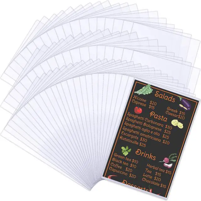 Main image of 145 Pcs 8.5" x 14" Clear Plastic Menu Sleeves Covers Legal Size for Restaurant Menu Protector, 8.5" x 14" Rigid Print Protectors, Clear Hard Plastic Protective Sleeves Covers