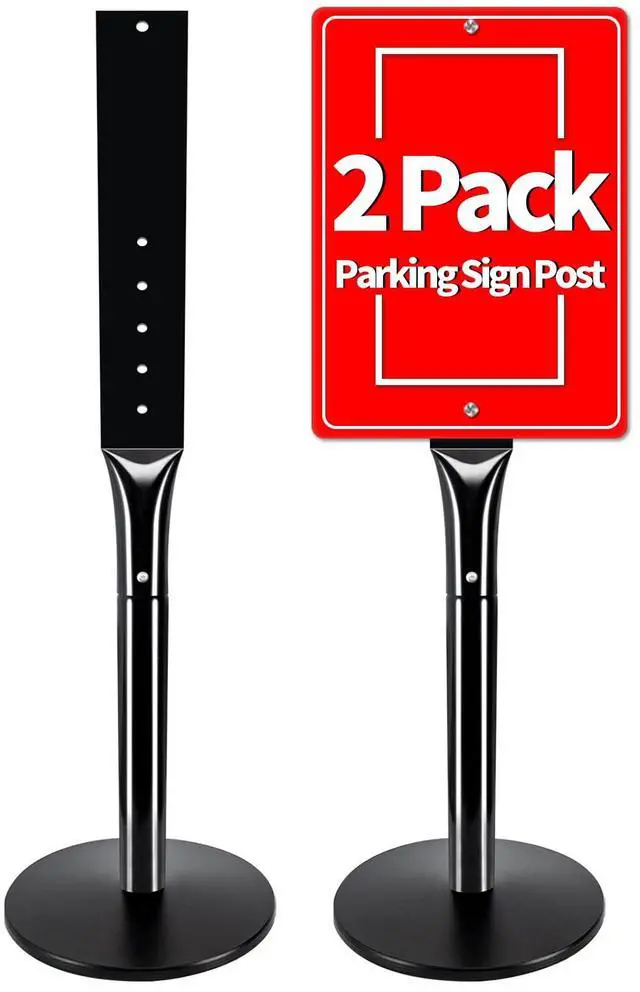 Main image of 2Pack Heavy Duty Cast Iron Sign Stand - 48" Outdoor Portable Pedestal Post - Display Road Sign, Construction Sign Holder (Black)