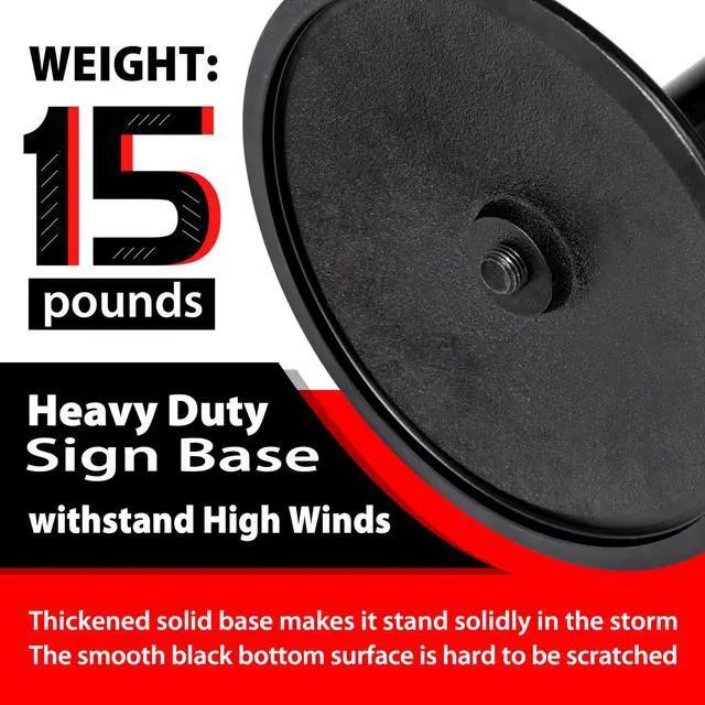 Alt view image 3 of 7 - 2Pack Heavy Duty Cast Iron Sign Stand - 48" Outdoor Portable Pedestal Post - Display Road Sign, Construction Sign Holder (Black)