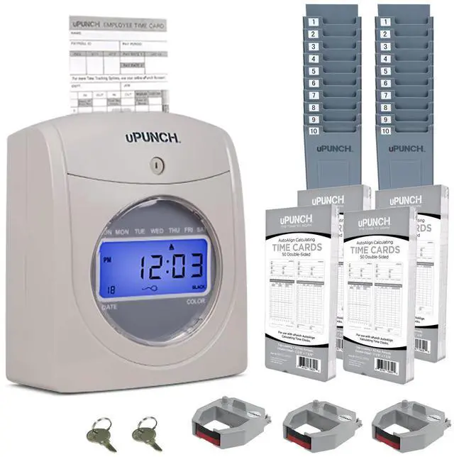 Main image of HN4500 Advanced Calculating Time Clock Bundle for Small Business: Complete Employee Time Tracking System with 200 Time Cards, Racks, Ribbons, and Keys