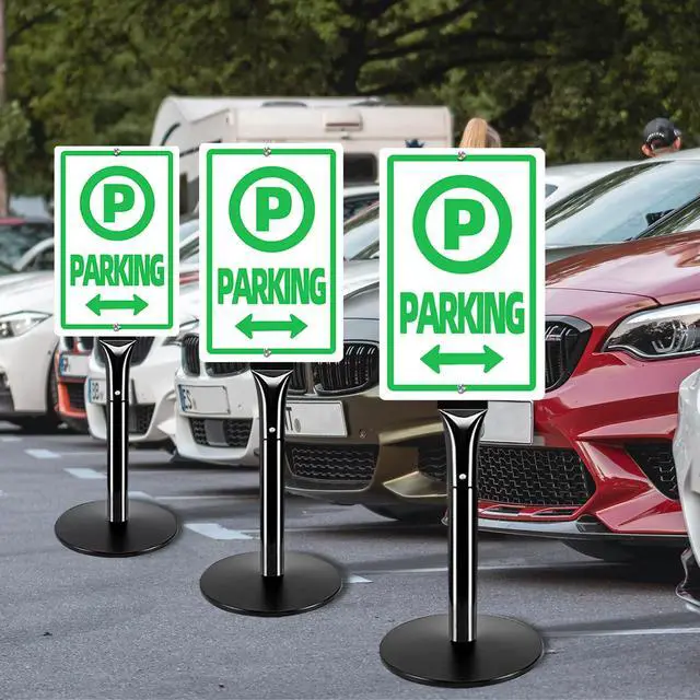 Alt view image 7 of 7 - 2Pack Heavy Duty Cast Iron Sign Stand - 48" Outdoor Portable Pedestal Post - Display Road Sign, Construction Sign Holder (Black)