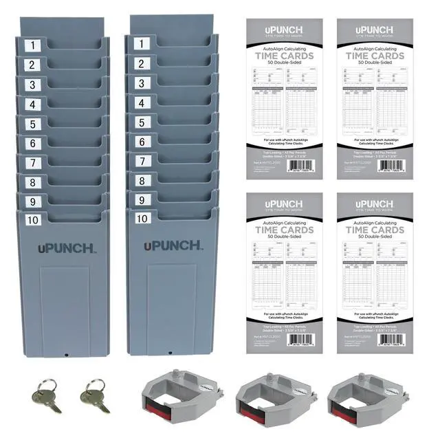 Alt view image 4 of 7 - HN4500 Advanced Calculating Time Clock Bundle for Small Business: Complete Employee Time Tracking System with 200 Time Cards, Racks, Ribbons, and Keys
