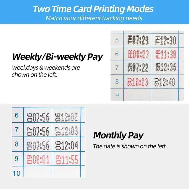 Alt view image 5 of 6 - Employee Time Clocks for Small Business, Auto-Align Time Clock Punch Machine with 50-Piece Time Cards, Two Security Keys, and One Ink Ribbon Cartridge