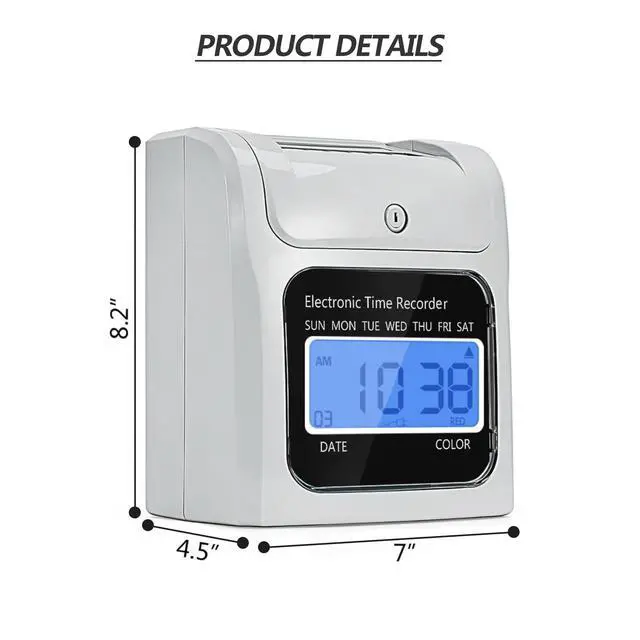 Alt view image 6 of 7 - Time Clock Bundle with 200 Time Cards, 4 Ink Ribbons, 2 Ten-Slot Time Card Racks, & 2 Security Keys, Auto-Align Employee Time Clocks for Small Business