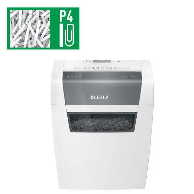 Alt view image 3 of 6 - IQ Home P4 80340000 Paper Shredder, 7-6 Sheets (70-80 g/m²), 15 Litre Waste Bin, Quiet and Compact, White