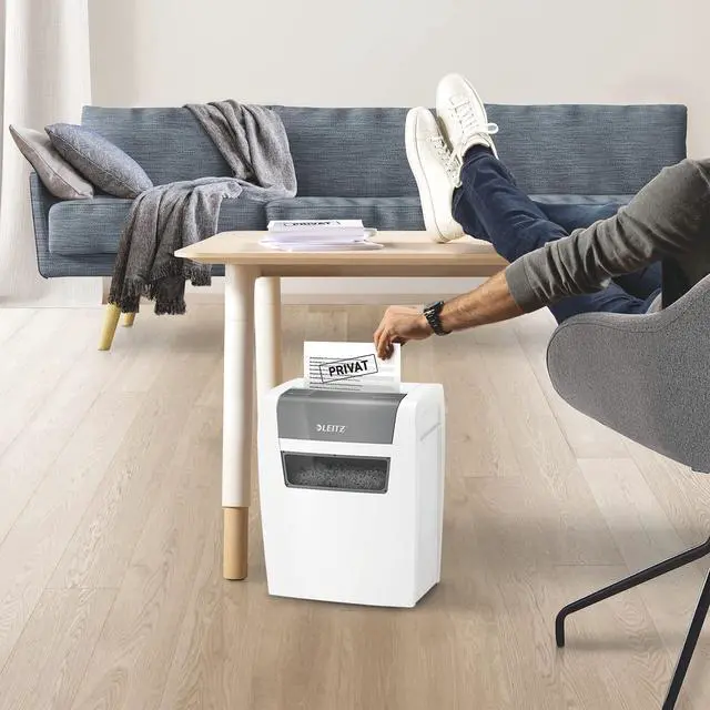 Alt view image 6 of 6 - IQ Home P4 80340000 Paper Shredder, 7-6 Sheets (70-80 g/m²), 15 Litre Waste Bin, Quiet and Compact, White