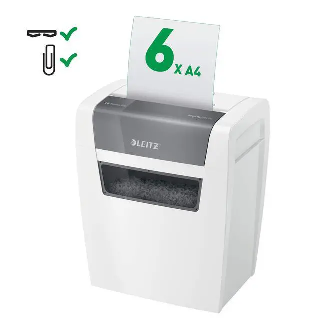 Alt view image 4 of 6 - IQ Home P4 80340000 Paper Shredder, 7-6 Sheets (70-80 g/m²), 15 Litre Waste Bin, Quiet and Compact, White