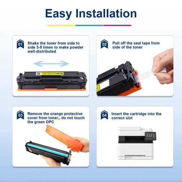 Alt view image 6 of 7 - 202A Toner Cartridges - 4 Pack for HP 202A M254dw M281cdw M281fdw M281fdn | Compatible for HP Color LaserJe Pro M254dw MFP M281cdw, M281fdw M281fdn M281 M254 Series (Black,Cyan,Magenta,Yellow)