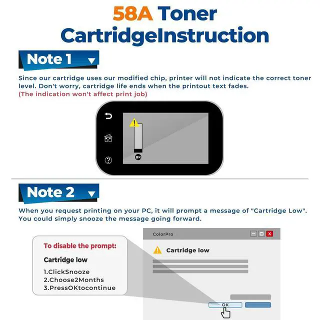 Alt view image 5 of 7 - 58A Toner Cartridge Black Laser Jet Pro M404dw Enterprise M406dn Compatible for HP 58A CF258A Toner Cartridges Replacement Pro M404dw M406dn M404dn M404n MFP M430f M428dw M428fdn fdw Printer(2 Black)