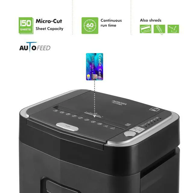 Alt view image 2 of 7 - Professional Grade 150-Sheet Auto Feed Micro-Cut Paper and Credit Card Shredder/60 Minutes Continuous Run Time