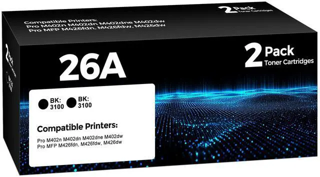 Main image of 26A CF226A Toner Cartridge Black 2 Pack Compatible for HP 26A CF226A 26X CF226X CF226 Toner Cartridges Replacement for Laserjet Pro M402n M402dn M402dne M402dw, Pro MFP M426fdn M426fdw M426dw Printers