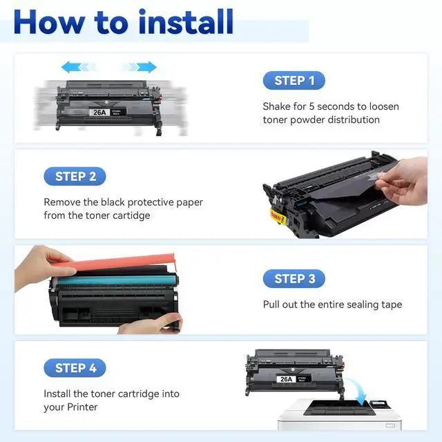Alt view image 6 of 7 - 26A CF226A Toner Cartridge Black 2 Pack Compatible for HP 26A CF226A 26X CF226X CF226 Toner Cartridges Replacement for Laserjet Pro M402n M402dn M402dne M402dw, Pro MFP M426fdn M426fdw M426dw Printers
