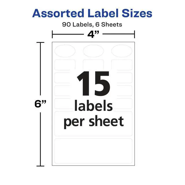 Alt view image 6 of 7 - No-Iron Fabric Labels, White | Washer and Dryer-Safe | Non-Printable | Assorted Shapes | 90 Labels, Pack of 18