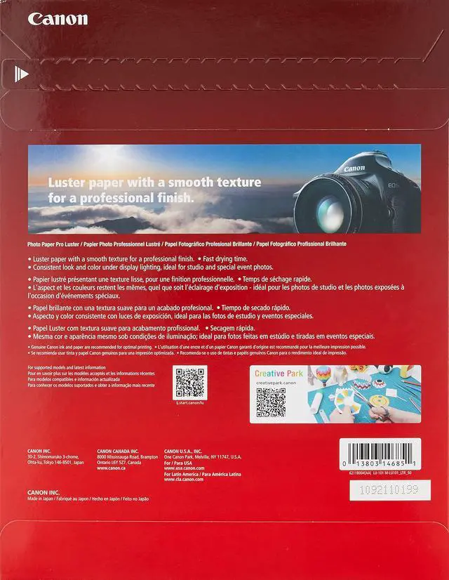 Alt view image 2 of 2 - PGI-72 Ten-Pack of Ink Tanks & LU-101 LTR(50) Luster Photo Paper Letter, 50 Sheets (LU-101 LTR)