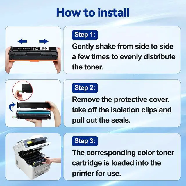 Alt view image 5 of 7 - 414X Toner Cartridges 4 Pack M479fdw Toner Cartridges Compatible with HP 414X W2020X 414A W2020A Toner (with New Chip) for Pro MFP M454dw M454dn M455dn M479fdn Printer(Black/Cyan/Yellow/Magenta)