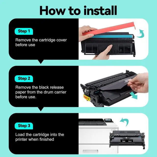Alt view image 7 of 7 - 26A Black Toner Cartridge Compatible for HP Printer 26A CF226A 26X CF226X Laser Jet Toner Cartridge with M402n M426fdw Toner Cartridges (2-Pack, High Yield up to 3,100 Pages)