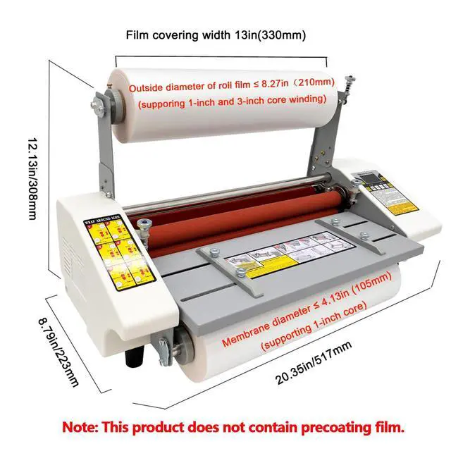 Alt view image 3 of 7 - 13Inch A3+ High Speed Hot Cold Roll Laminator Single and Dual Sided Laminating Machine with Digital Display Speed Adjustable Temperature 0-180 Adjusted 110V 600W
