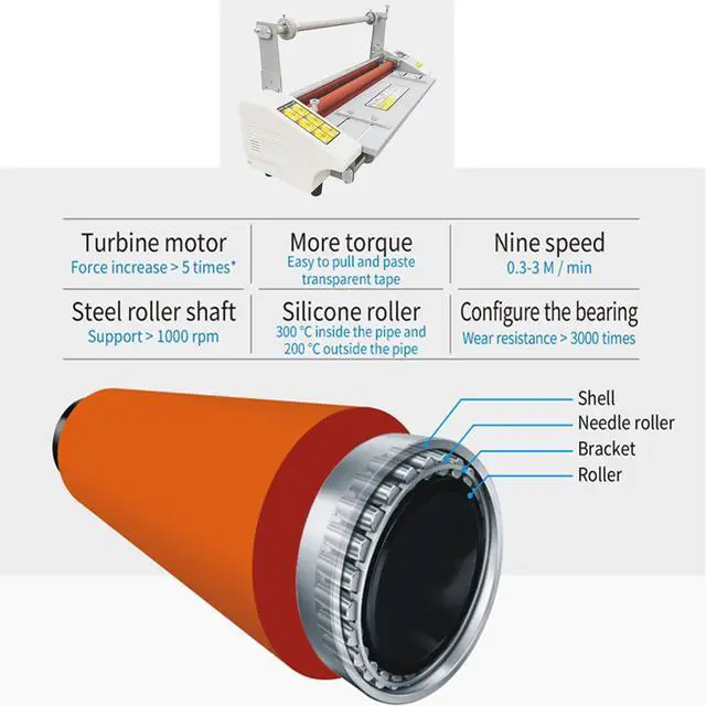 Alt view image 5 of 7 - 13Inch A3+ High Speed Hot Cold Roll Laminator Single and Dual Sided Laminating Machine with Digital Display Speed Adjustable Temperature 0-180 Adjusted 110V 600W