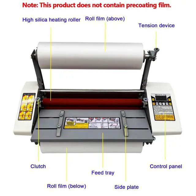 Alt view image 4 of 7 - 13Inch A3+ High Speed Hot Cold Roll Laminator Single and Dual Sided Laminating Machine with Digital Display Speed Adjustable Temperature 0-180 Adjusted 110V 600W
