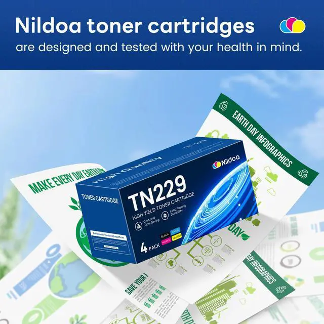 Alt view image 6 of 7 - TN229 Toner Cartridges 4 Pack Replacement for Brother TN229BK/C/M/Y TN-229 MFC-L3720CDW MFC-L3780CDW HL-L3280CDW Printer Ink Cartridge(TN2294PK Black Cyan Magenta Yellow)