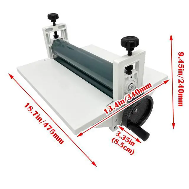 Alt view image 4 of 7 - Manual Cold Laminator 14in Cold Roll Laminating Machine, All Metal Frame, 0.4in Max Laminating Thickness,Rubber Roller for Flim Cold Laminating
