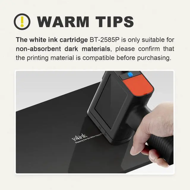 Alt view image 3 of 7 - Bentsai Original Solvent Based Fast Dry Ink Cartridge BT-2585P White Ink 0.5 Inch Nozzle Compatible with Bentsai Handheld Inkjet Printer BT-HH6105B2 BT-HH6105B3 B10