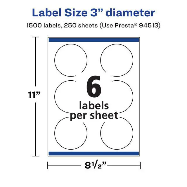 Alt view image 5 of 7 - Matte White Round Labels, Sure Feed Technology, 3" Diameter, 1,500 Matte White Printable Labels