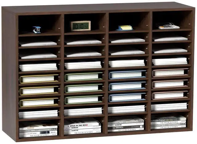 Main image of Literature Organizers, 36 Compartments Office Mailbox with Adjustable Shelves, Wood Literature Sorter 39.3x12x26.8 inches for Office, Home, Classroom, Mailrooms Organization, EPA Certified Brown
