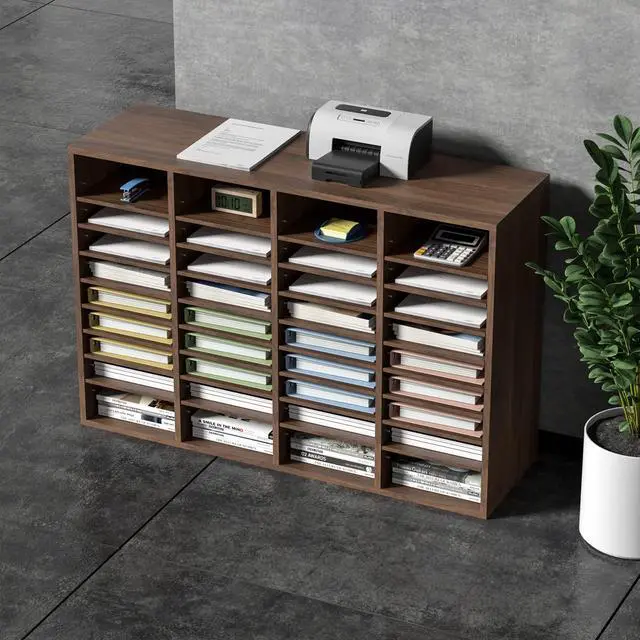 Alt view image 2 of 7 - Literature Organizers, 36 Compartments Office Mailbox with Adjustable Shelves, Wood Literature Sorter 39.3x12x26.8 inches for Office, Home, Classroom, Mailrooms Organization, EPA Certified Brown