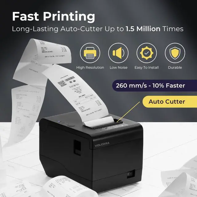 Alt view image 3 of 7 - Thermal Receipt Printer, 80mm POS Printer w/Auto Cutter, USB/WiFi Interface for Windows/MAC/Linux, ESC/POS Command Support Cash Drawer, High Speed Kitchen Printer, Wall Mount (Black)
