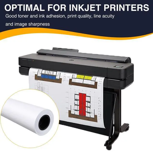 Alt view image 4 of 6 - Wide Format Paper,8 Rolls Plotter Paper 24 In x 150 Ft, CAD Bond Rolls,20lb,Bond Paper on 2" Core for CAD Printing on Wide Format Ink Jet Printers