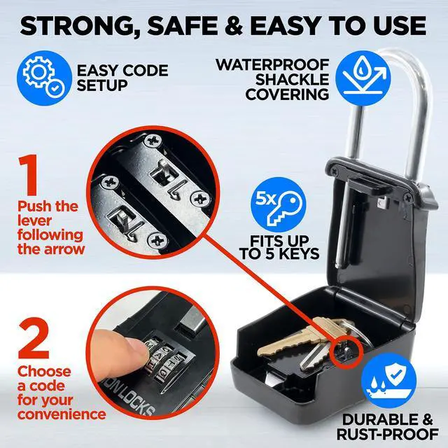 Alt view image 3 of 7 - 12-Pack Alpha Key Lock Box with Code - Outdoor Realtor Lock Box, Property Management, Short Term Rental Key Safe, Holds 5 Keys, Black