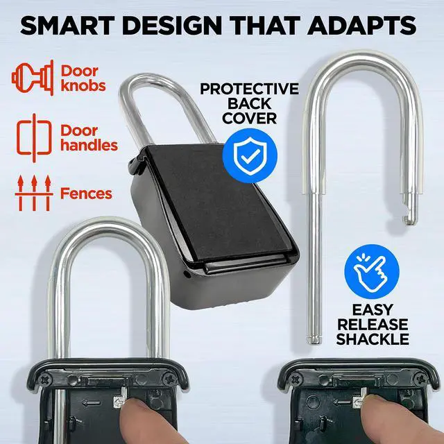Alt view image 4 of 7 - 12-Pack Alpha Key Lock Box with Code - Outdoor Realtor Lock Box, Property Management, Short Term Rental Key Safe, Holds 5 Keys, Black