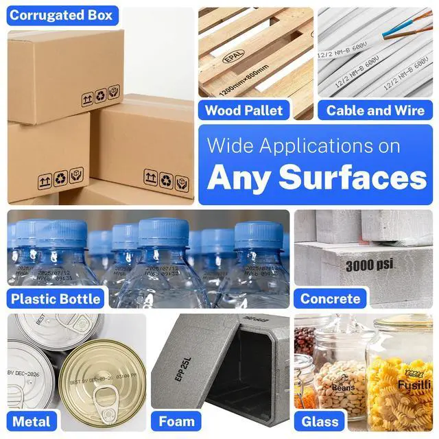 Alt view image 3 of 7 - 1.0 Inch Print Height Intelligent Handheld Inkjet Printer Lasts 16H Weighs Only 400g for Batch Code Date Lot Number Print on Plastic Carton Wood Metal Glass Aluminum with 42ml Fast Dry Ink (Black)