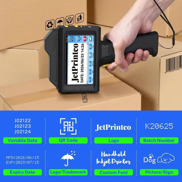 Alt view image 4 of 7 - 1.0 Inch Print Height Intelligent Handheld Inkjet Printer Lasts 16H Weighs Only 400g for Batch Code Date Lot Number Print on Plastic Carton Wood Metal Glass Aluminum with 42ml Fast Dry Ink (Black)