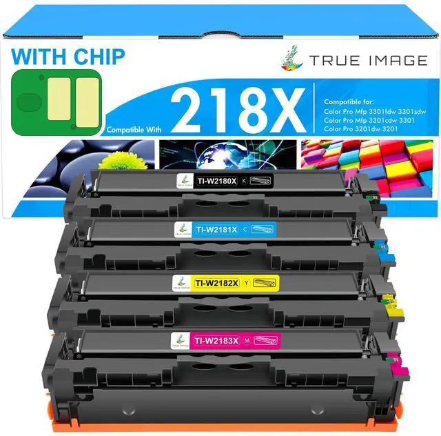 Main image of 218X Toner Cartridges 4 Pack 218A for HP 218X 218 W2180X 3301cdw 3201dw | Compatible for HP Color LaserJet Pro MFP 3301fdw 3301 3301cdw 3301sdw 3201dw 3201 Printer High Yield Ink with Chip B/C/Y/M