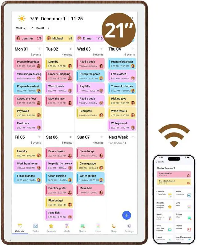 Main image of Digital Calendar 21 inch, Electronic Calendar Wall Touch Screen, Smart Family/Home Gift for Schedule Reminders, Task Rewards, Chort Chart and Digital Picture Frame