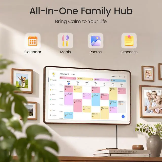 Alt view image 2 of 7 - Digital Calendar 21 inch, Electronic Calendar Wall Touch Screen, Smart Family/Home Gift for Schedule Reminders, Task Rewards, Chort Chart and Digital Picture Frame