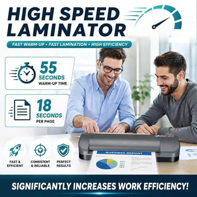 Alt view image 2 of 7 - 13-Inch Thermal Laminator & Foil Applicator, 310 Mil, 4-Roller, 55s Warm-Up, 18 seconds/page, Auto Shutoff, Commercial-Grade Laminating Machine with 10 Pouches for Office, School, Crafts & DIY