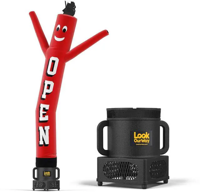 Main image of Air Dancers Inflatable Tube Man Set - 7ft Tall Wacky Waving Inflatable Dancing Tube Guy with Weather Resistant Blower for Business Promotion - Open Red