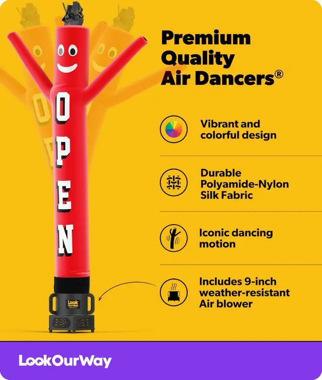 Alt view image 2 of 7 - Air Dancers Inflatable Tube Man Set - 7ft Tall Wacky Waving Inflatable Dancing Tube Guy with Weather Resistant Blower for Business Promotion - Open Red