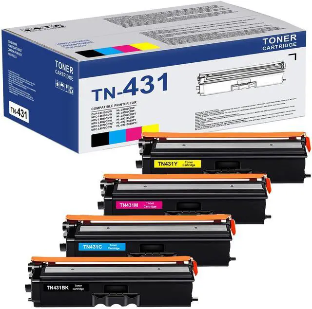 Main image of TN-431 Toner Cartridge 4 Pack Replacement for Brother TN431 TN433 Toner Cartridges MFC-L8610CDW HL-L8360CDW Printer, MFC L8900CDW Toner Cartridges, TN431 4PK (TN-431 BK/C/M/Y)