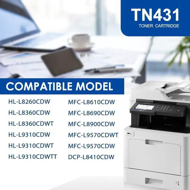 Alt view image 2 of 7 - TN-431 Toner Cartridge 4 Pack Replacement for Brother TN431 TN433 Toner Cartridges MFC-L8610CDW HL-L8360CDW Printer, MFC L8900CDW Toner Cartridges, TN431 4PK (TN-431 BK/C/M/Y)