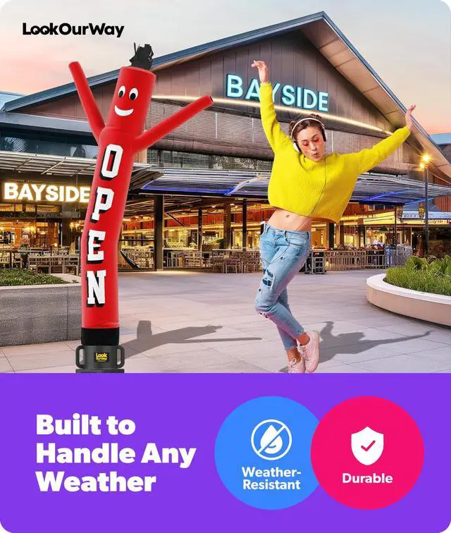 Alt view image 7 of 7 - Air Dancers Inflatable Tube Man Set - 7ft Tall Wacky Waving Inflatable Dancing Tube Guy with Weather Resistant Blower for Business Promotion - Open Red